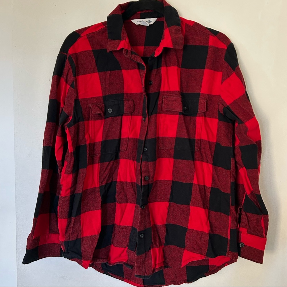 Old Navy Red and Black Checkered boyfriend Shirt